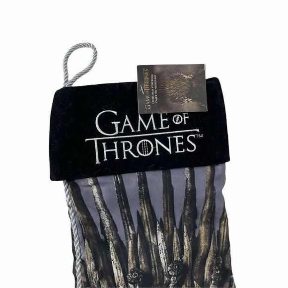 Game of Thrones Christmas Stocking Sword Thrown Silky Embroidered Velvet Trim - Picture 2 of 4